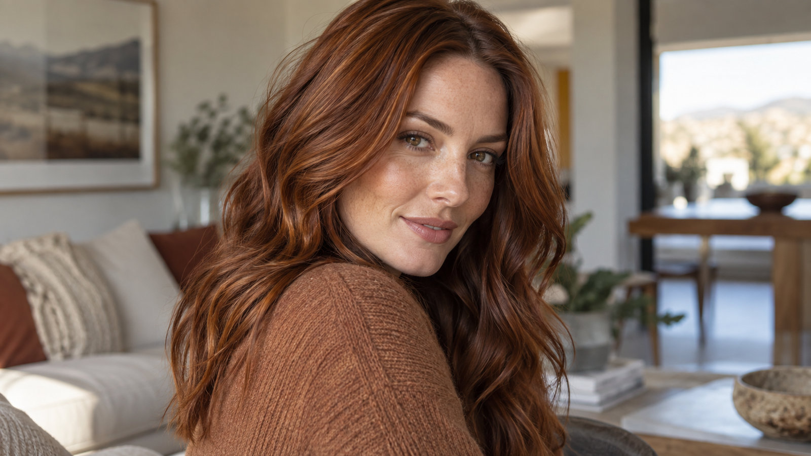 Natural-looking rich auburn hair with cinnamon and chestnut reflections